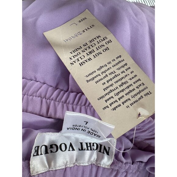 Night Vogue Lavender Beaded Two-Piece Set XL / L 100% Polyester Womens Blemishes - Picture 15 of 16